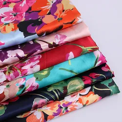 Factory Wholesale 100% Polyester Big Flowers Satin Fabric For Garment