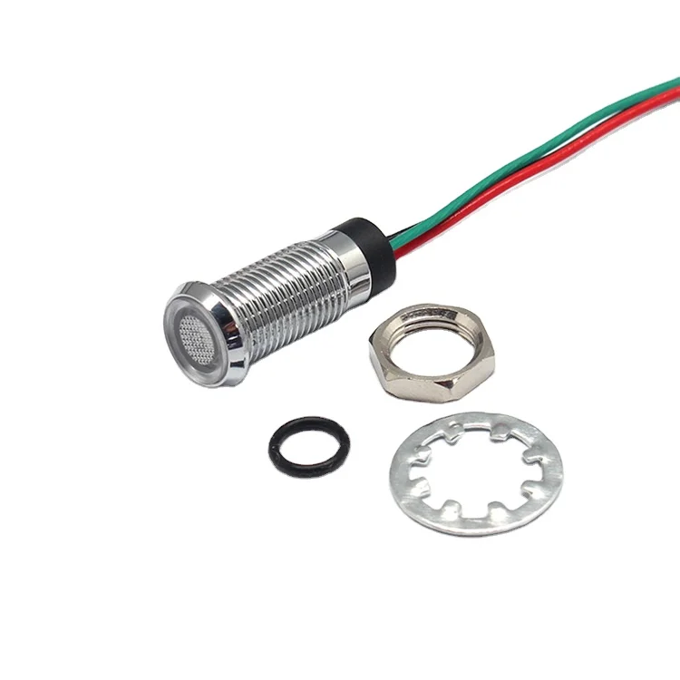 Pilot light dual color Flat head Red and green two color indicator light 8mm 20cm wires metal signal indicator lights