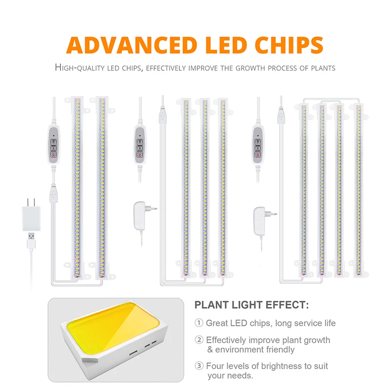 Indoor Led Grow Light Strips 40W Phytolamp For Plants Spectrum White Led Timer Phyto Lamp Hydroponic Dimmable Bar