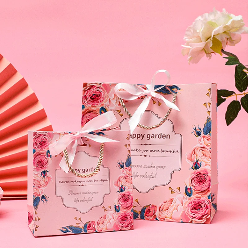 paper bag custom print logo luxury with ribbon handle for clothes packaging shopping gift bag making machine