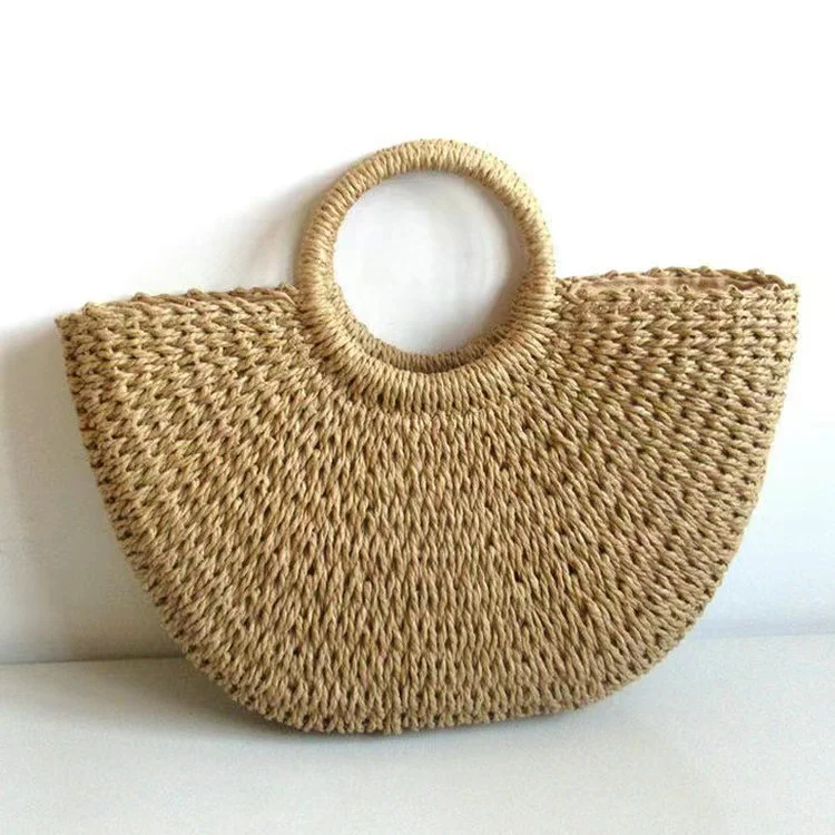 straw bag bohemian women fashion handmade handbag bucket summer beach bag