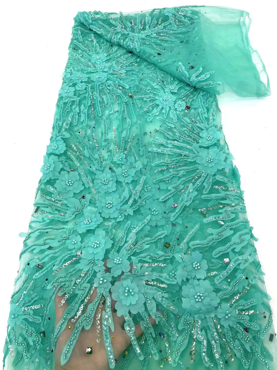 dry lace embroidery 3d fabric for wedding dresses