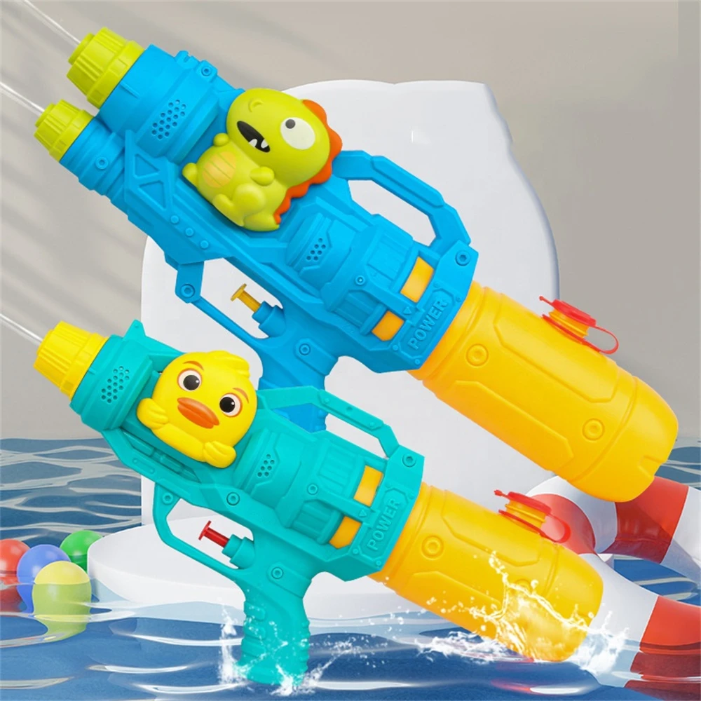 Children Cartoon Dinosaur Large Capacity Water Storage Tank Single Double Nozzle Plastic Water Gun Toy