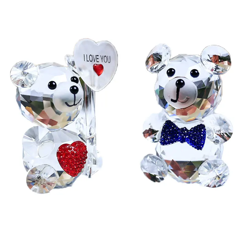 Wholesale Crystal Wedding Children Birthday Holiday Promotion Gifts Cute Bear Statue Souvenir Crystal Animal Crafts
