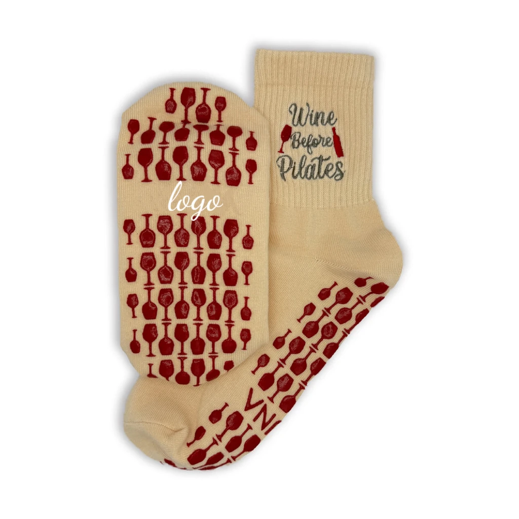 Goblet Letter Custom Design Non Slip Pilates Socks Beautiful Embroidery Yoga Ballet Dance Socks High Quality Anti Slip Socks