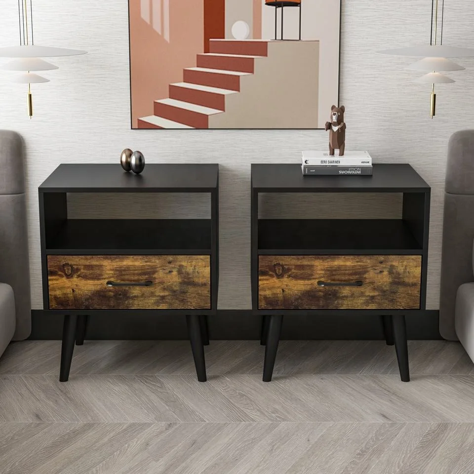 High Quality Solid Wooden Drawer Nightstand Bedside Table For Bedroom Living Room Cabinet Storage