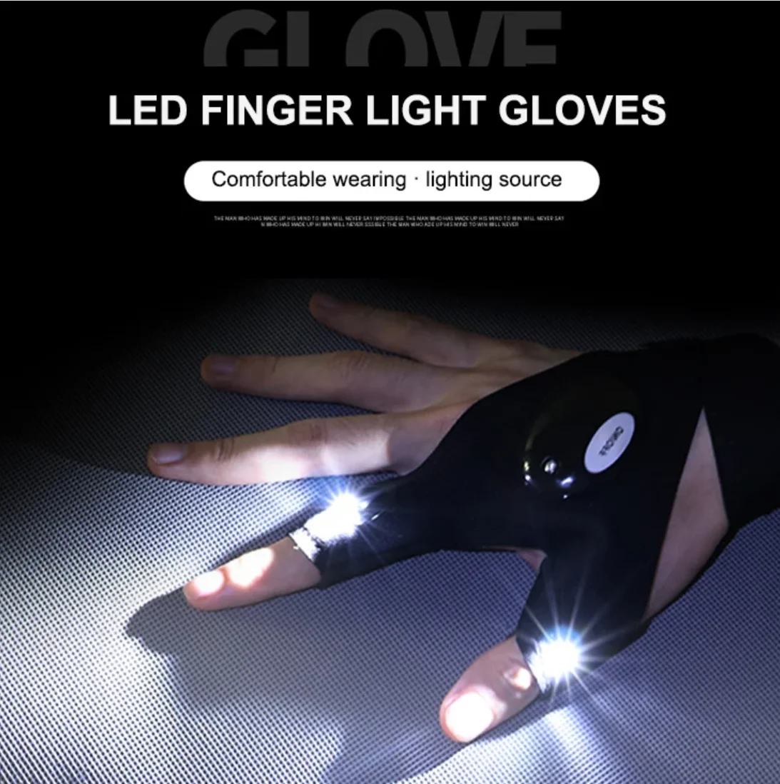 LED Flashing Gloves for Sport Waterproof Polyester Gloves for Fitness Fishing Camping Hiking Cycling and Summer Activities