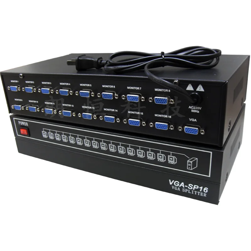 
 VGA-SP16 OEM 1 в 16 Out распределительная коробка для нескольких мониторов 1x16 экран 350 Гц 16 портов VGA сплиттер  