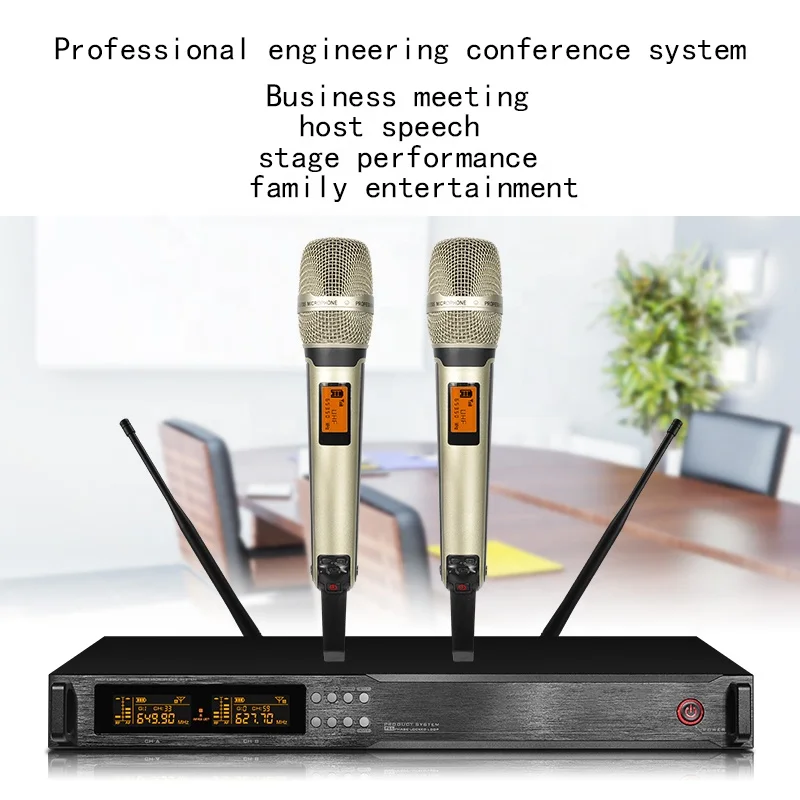 
ATSH AT6200 Professional Vocal Artist UHF Karaoke 2 Channel Wireless Microphone System 