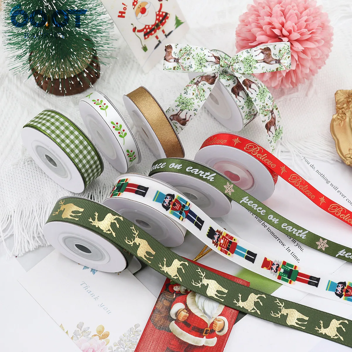 Christmas Set Series DIY Festive Decorations Ribbon Handmade Bow Ribbon Gift Wrap Ribbon