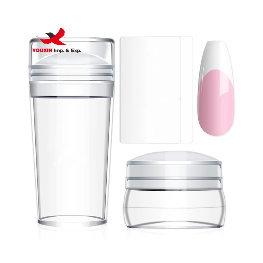 Clear Silicone Nail Art Stamper Scraper Transparent Nail Stamp Polish Print Manicure Stamping Tools Jelly Nail Stamper
