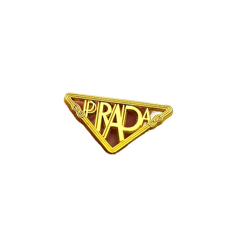 High Quality Rectangle Metal Casting Clothing Metal Label Tag Golden Engraved Logo Custom Metal Clothing Labels