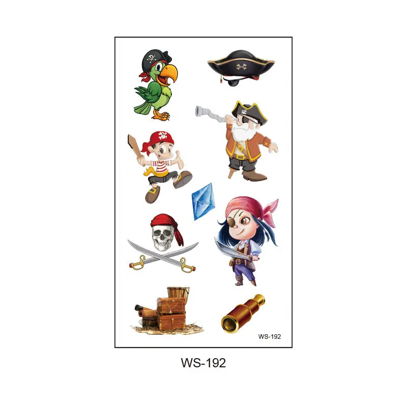 Customize Hot Cartoon Pirate Series temporary little sticker tattoo waterproof Birthday Party Favors For Kids