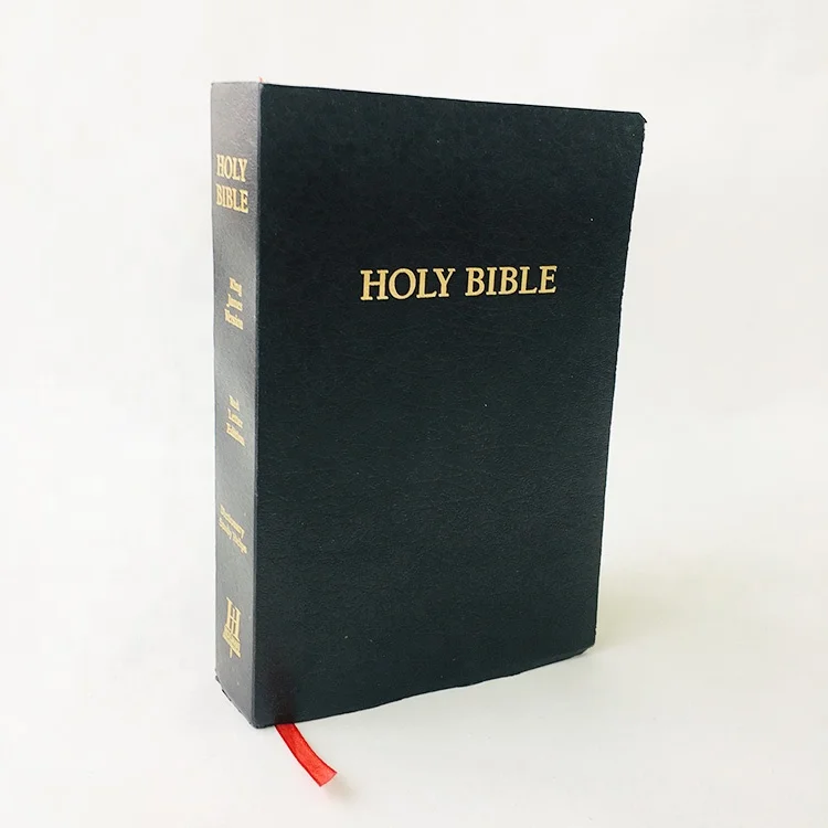 Custom Print Black Pu Leather Cover Holy Bible
