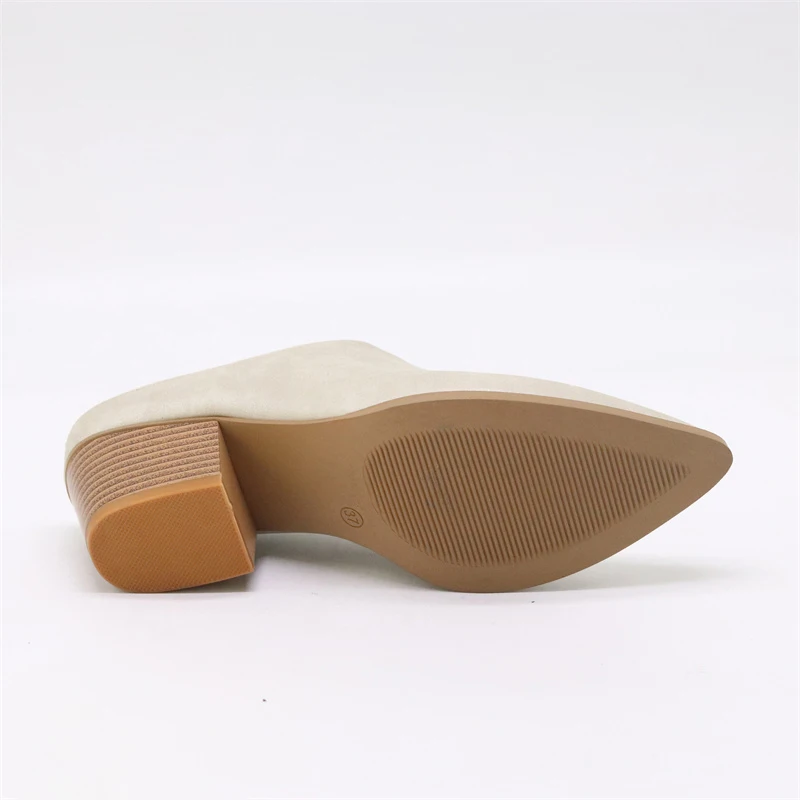 Point Toe mules shoes women leather women shoes high heel mules women mules shoes big size