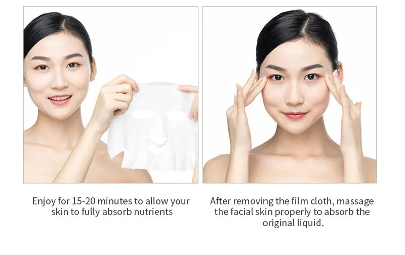 Private label organic skin care face mask sheet moisturizing brightening algae hyaluronic acid hydration repair mask