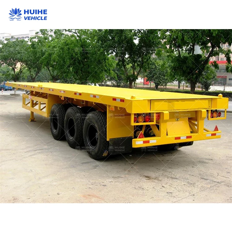 Hot Sale 3 axle 40ft Container Flatbed Semi Trailer Truck For Sale 40 50 60 80 tons Flatbed truck trailer