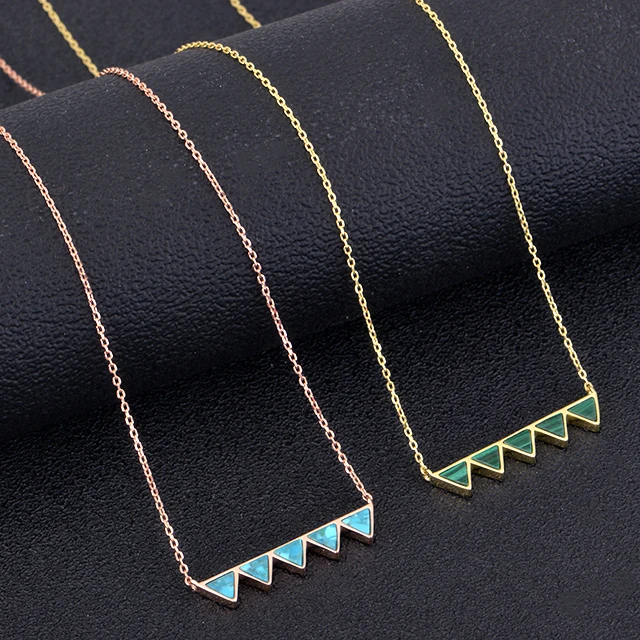 china factory custom women jewelry   925 silver  Natural stone rose gold women  necklace