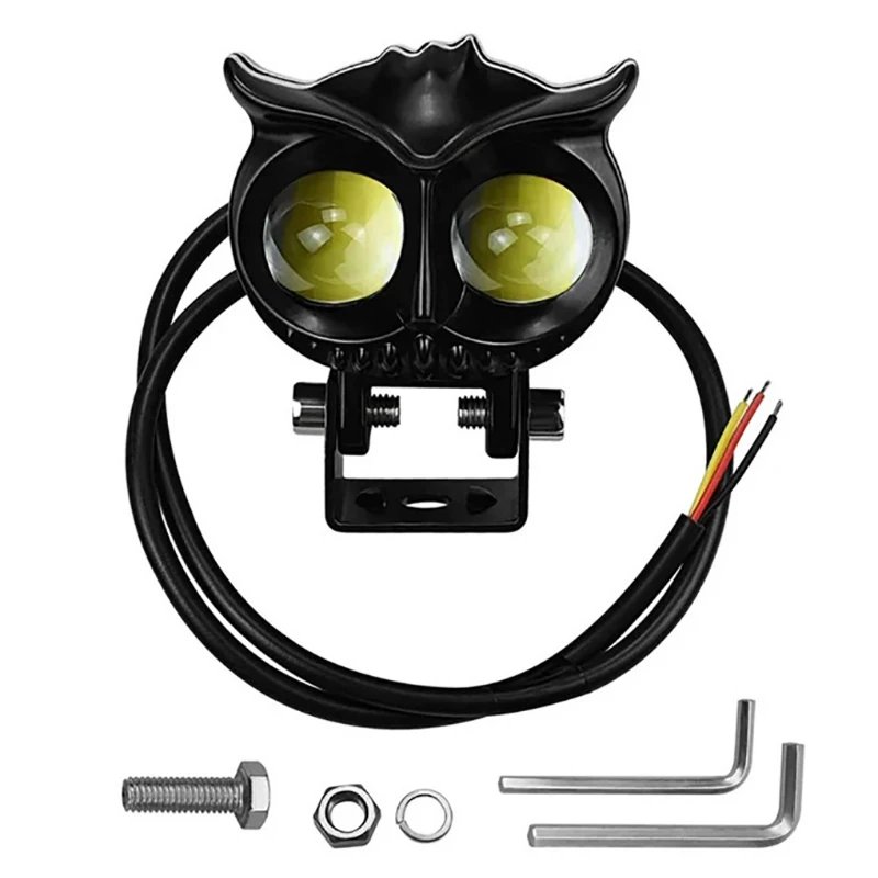 Other accessories fog lamp dual color yellow white adjustable led spot 12v 24v universal motorcycle front owl shape headlight