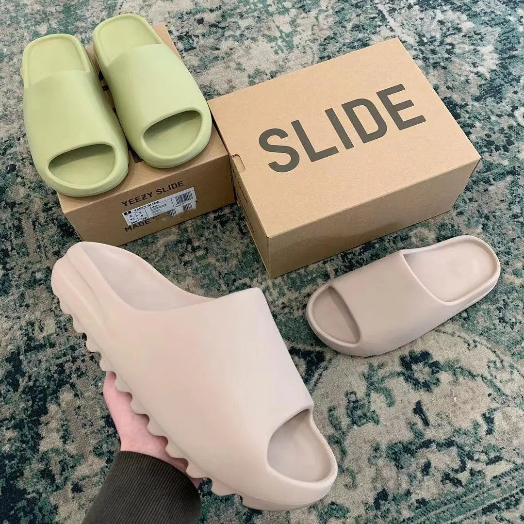 2021 Top Quality Vendors All Colors Puff Women Yeezy Foam Slides Shoes Box Mens Stockx Solid Color Yeezy Slides