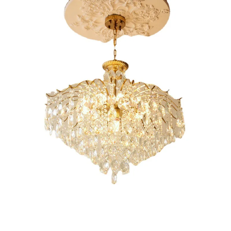 American Retro Crystal Chandelier for Bedroom French Dining Room Living Room-Simple Luxurious Design with Romantic Touch