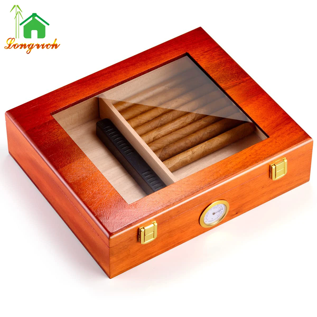 Customized wooden cigar box Humidors with Hinges Locks for Tobacco Packaging Humidor Single Cigar Gift Sets