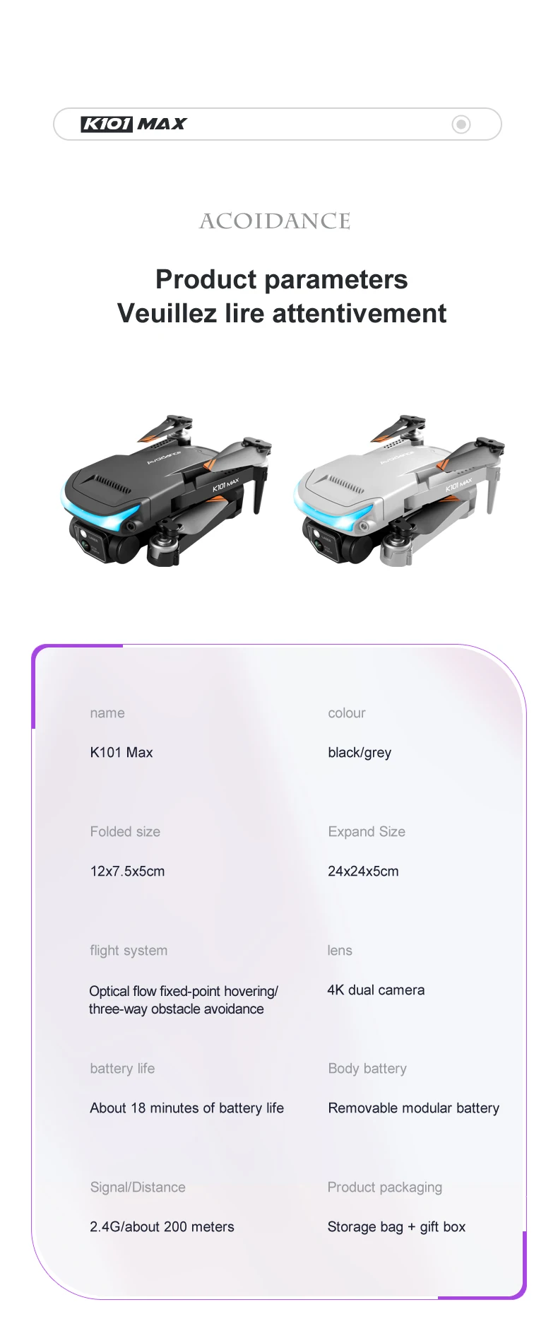 New K101 Max Obstacle Avoidance Optical flow positioning 4K HD Dual Foldable Quadcopter Toys Drones VS E88 E58 Camera mini drone
