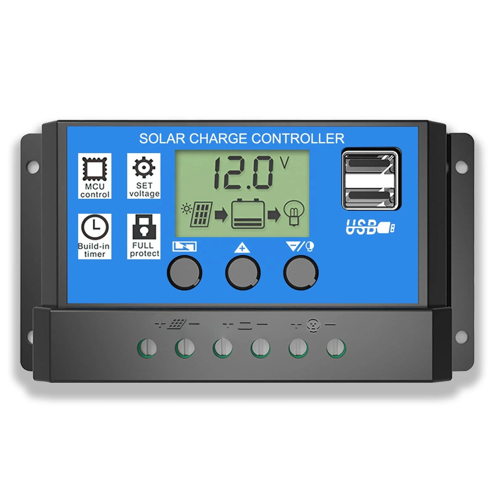 MPPT Solar Charge Controller 10a 20a 30a 12V/24V PWM Auto Parameter Adjustable LCD Display Solar Controller