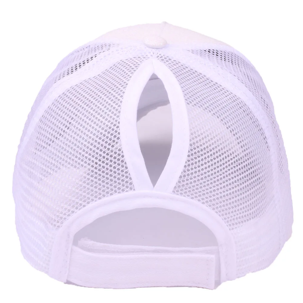 Glitter Baseball Caps Casual Sport Sequin Ponytail Hats For Women Solid Color Summer Mesh Breathable Female Sun Hat Bonnet