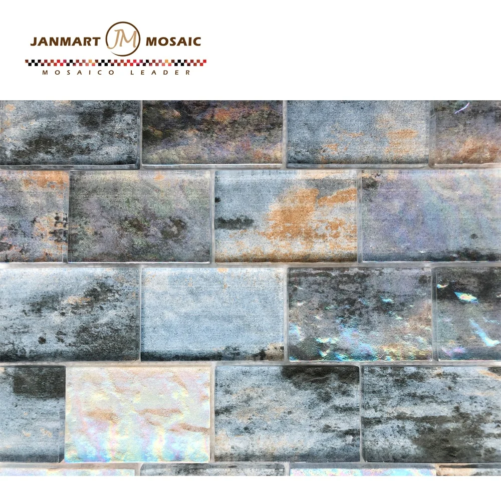 China Glass Mosaic Tile Fashion Thickness Ocean Blue Crystal Glass Floor Mosaic Flooring Around Swimming Pool Tiles For Bathroom