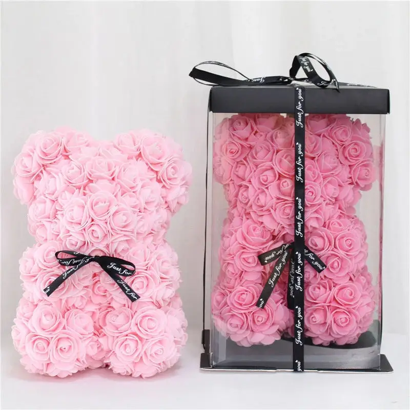 Hot sale amazon artificial flower Wholesale valentine  gift 25cm 40cm rose teddy bear