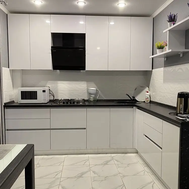 Ready made european style modular kitchen cabinet shaker organizer modern wooden U shaped kitchen cupboards kitchen cabinet