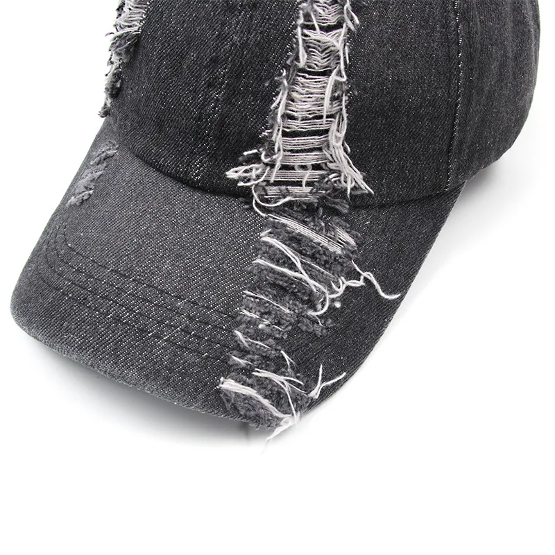 Korean style wash made old cowboy baseball cap spring and autumn broken hole retro hip hop snapback cap