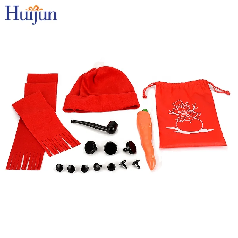 
2021 Christmas Lovely Snowman DIY Decorations Kits Snowman Making Tools Floppy Hat Outdoor Activity With Draw0string Bag 