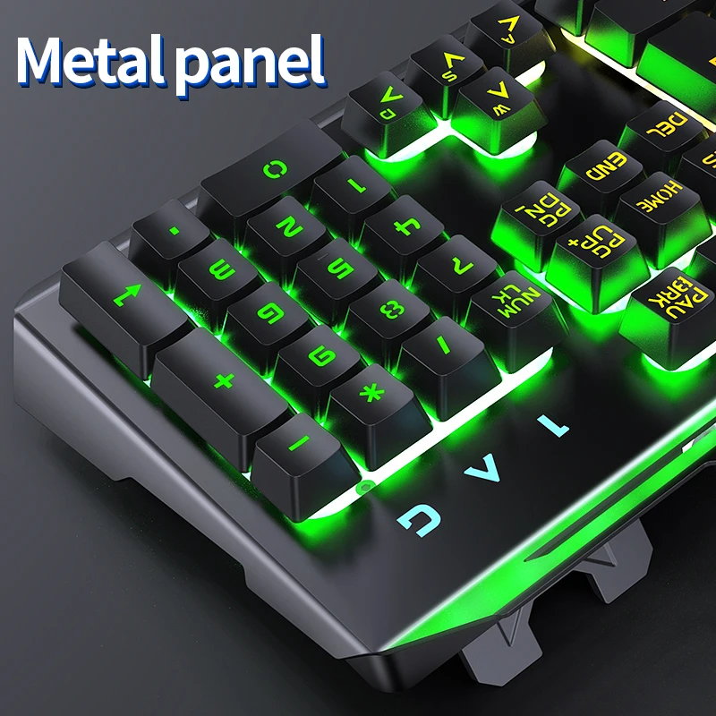 V2 Wired Hot selling 104 key Gaming Keyboard Mechanical Waterproof Keyboard with Back-light RGB phone holder Keyboard