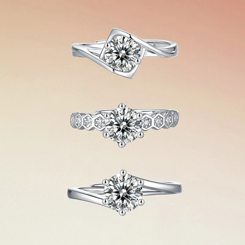 Wholesale VVS1 0.5ct 1.0ct 1.5ct 925 Sterling Silver D Color Vintage Wedding Moissanite Diamond Engagement Rings for Women