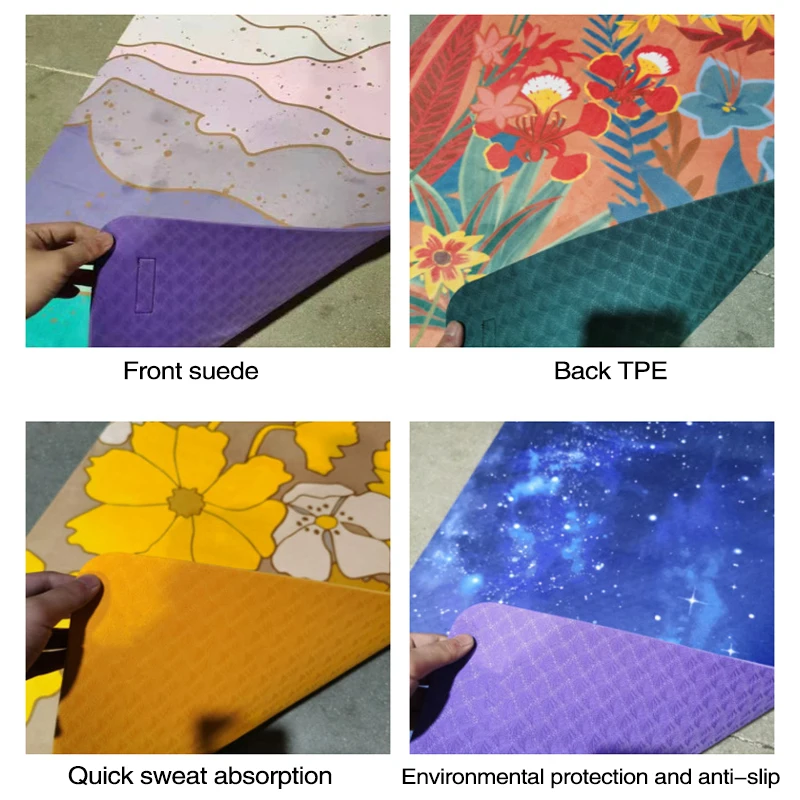 TPE Deer Skin Velvet Yoga Mat Thickened Fitness Mat Customized Printing Eco-Friendly Anti-Slip Durable Logo