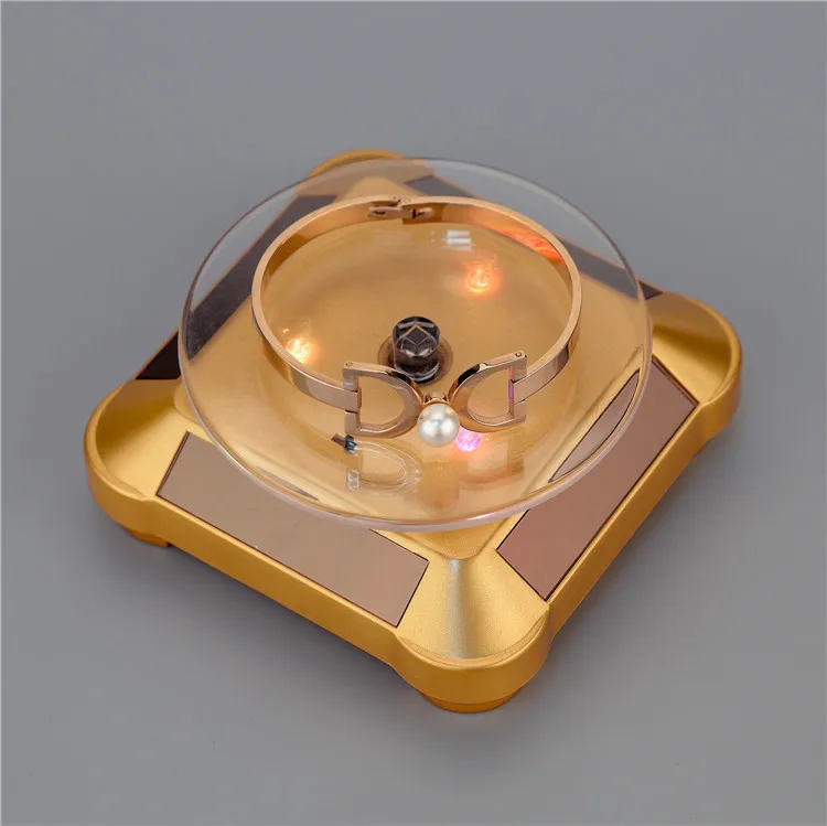 360 Solar powered led display rotating display turntable Jewelry display for watch jade