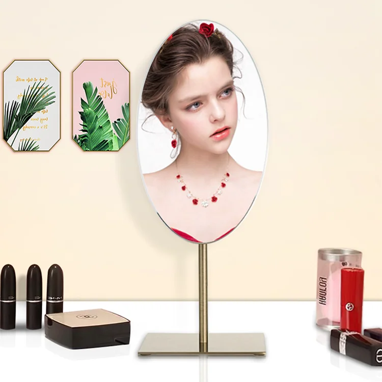 Wholesale Retro Bronze Alloy Metal Dresser Desktop Mirrors Decorative Bronze Beauty Vanity Makeup Mirror