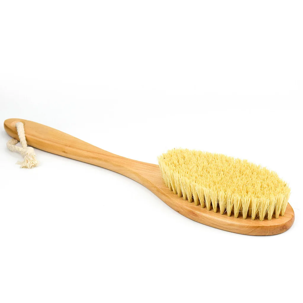 2022 Christmas Gift Promotional Eco-friendly Loofah Natural body Long handled Bamboo brush with Sisal bristle