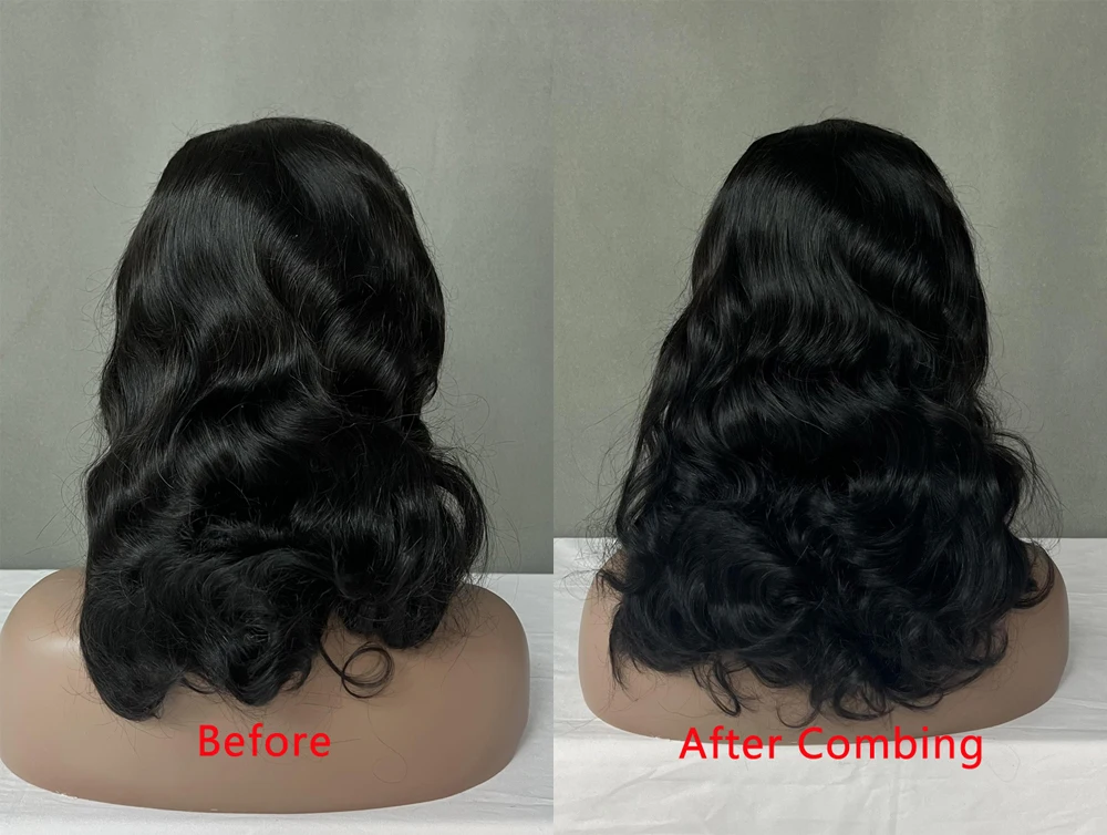 Raw Virgin Human Hair 13 By 4 Lace Front Wig For Black Women Peruvian Ocean Wave 14 Inches Wine #99J Color Hairstyle Woman Wigs