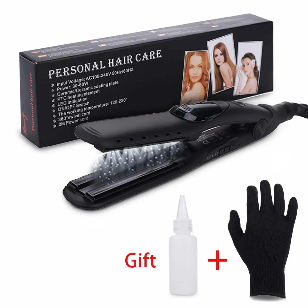 
Wholesale Professional Steam Hair Straightener Ceramic PTC 2 in 1 hair curling straightening iron 