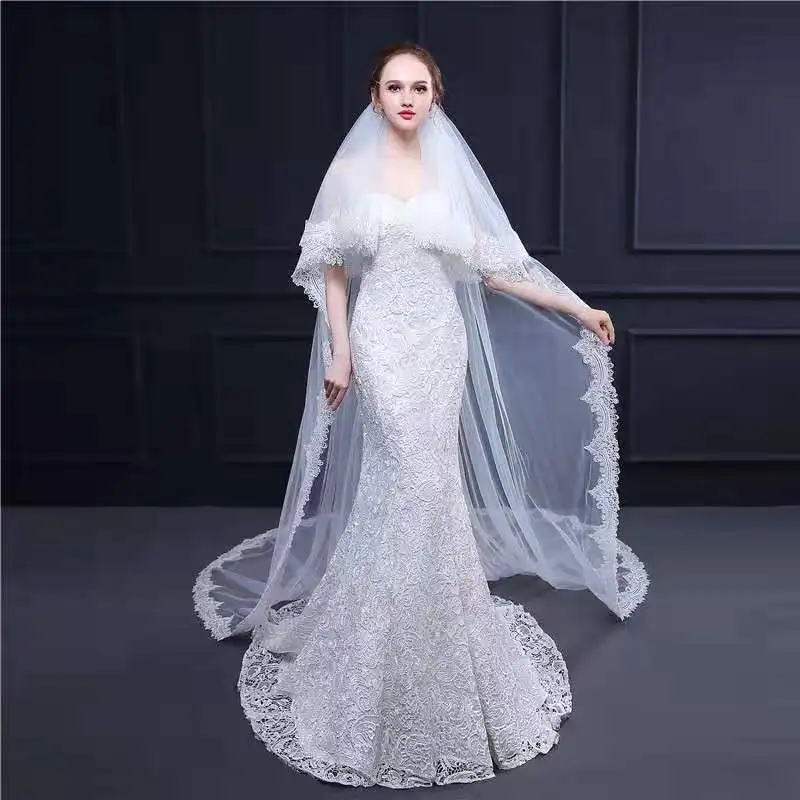 
LUOXIN New long white Tulle Wedding Bridal Veils Tulle Lace Bridal Veils 