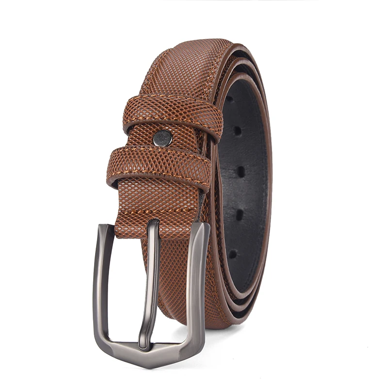 Custom Wholesale Alloy pin Leather belt men business  genuine Belts pvc material for Men