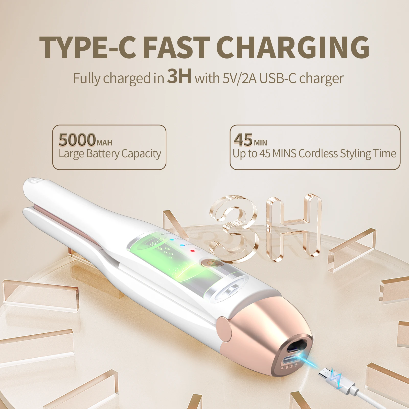 Lightweight Wireless Rechargeable Mini Hair Straightener Portable Hair Iron Antiscald Hair Straightener With Charging Base