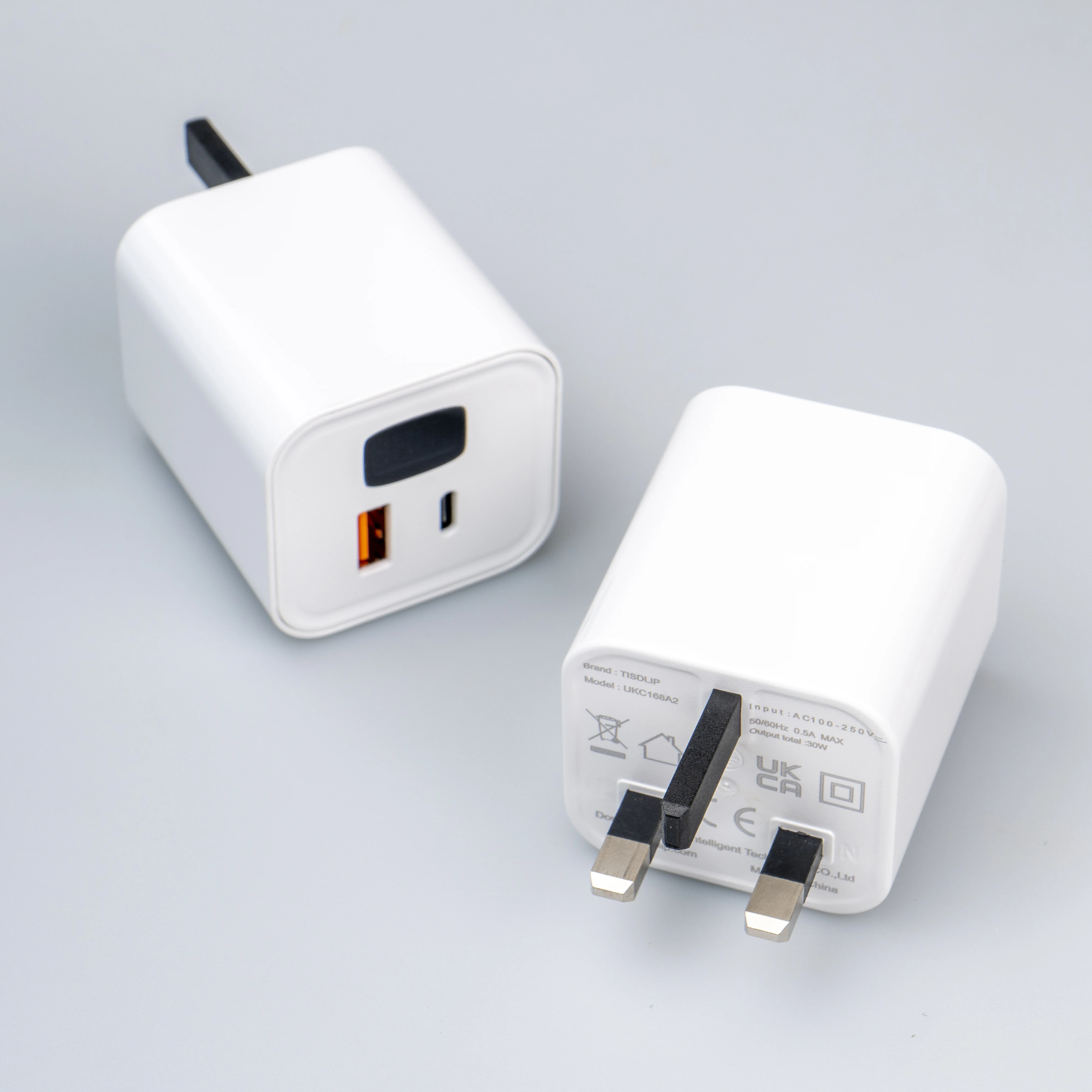 2-Port PD 30w Type C Power Adapter UK Plug Smart Travel Fast Charging QC 3.0 Usb Original Charger for Phone Laptop