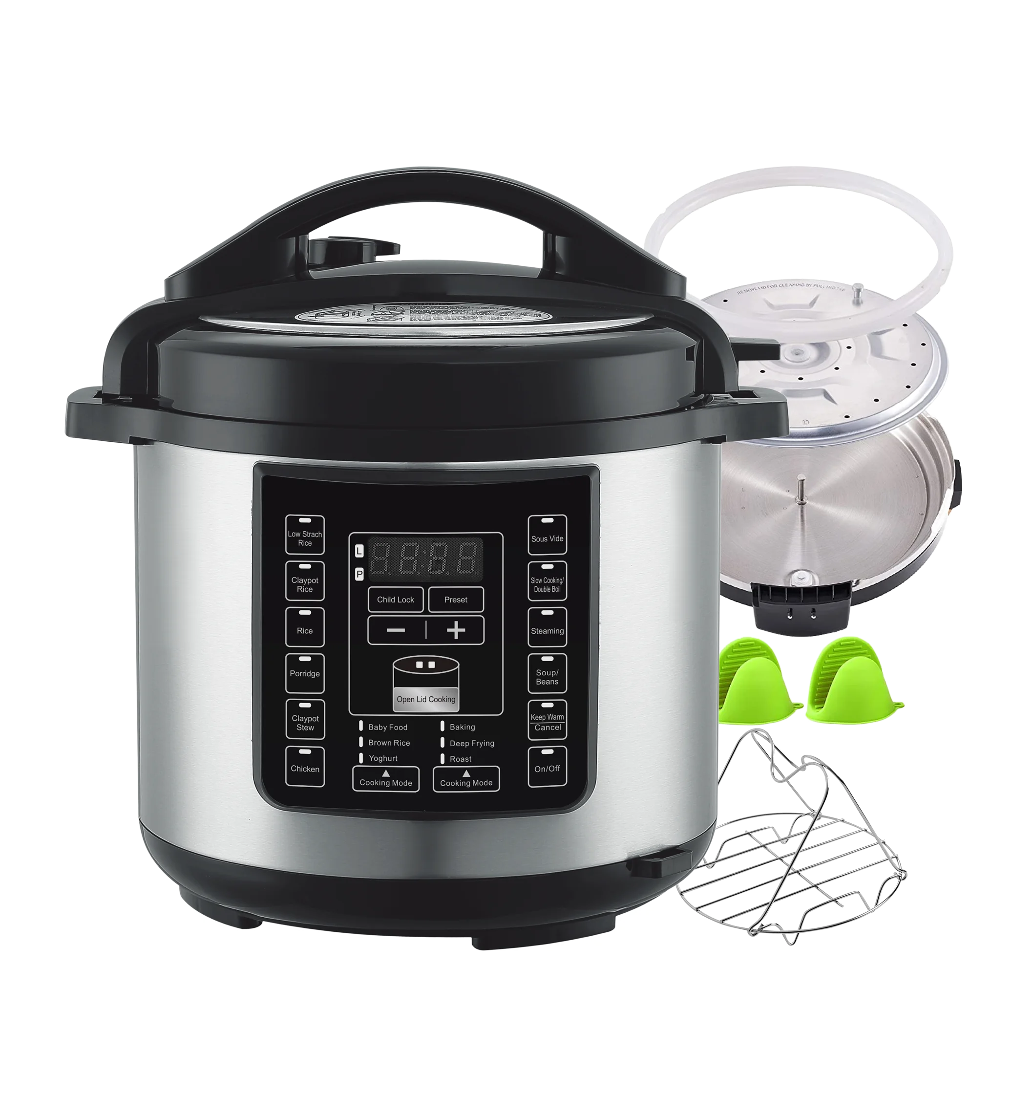 
6 Litre Stainless Steel Home Kitchen Appliances Household Pressure Cooker Glass Lid Electric Pressure Cooker 