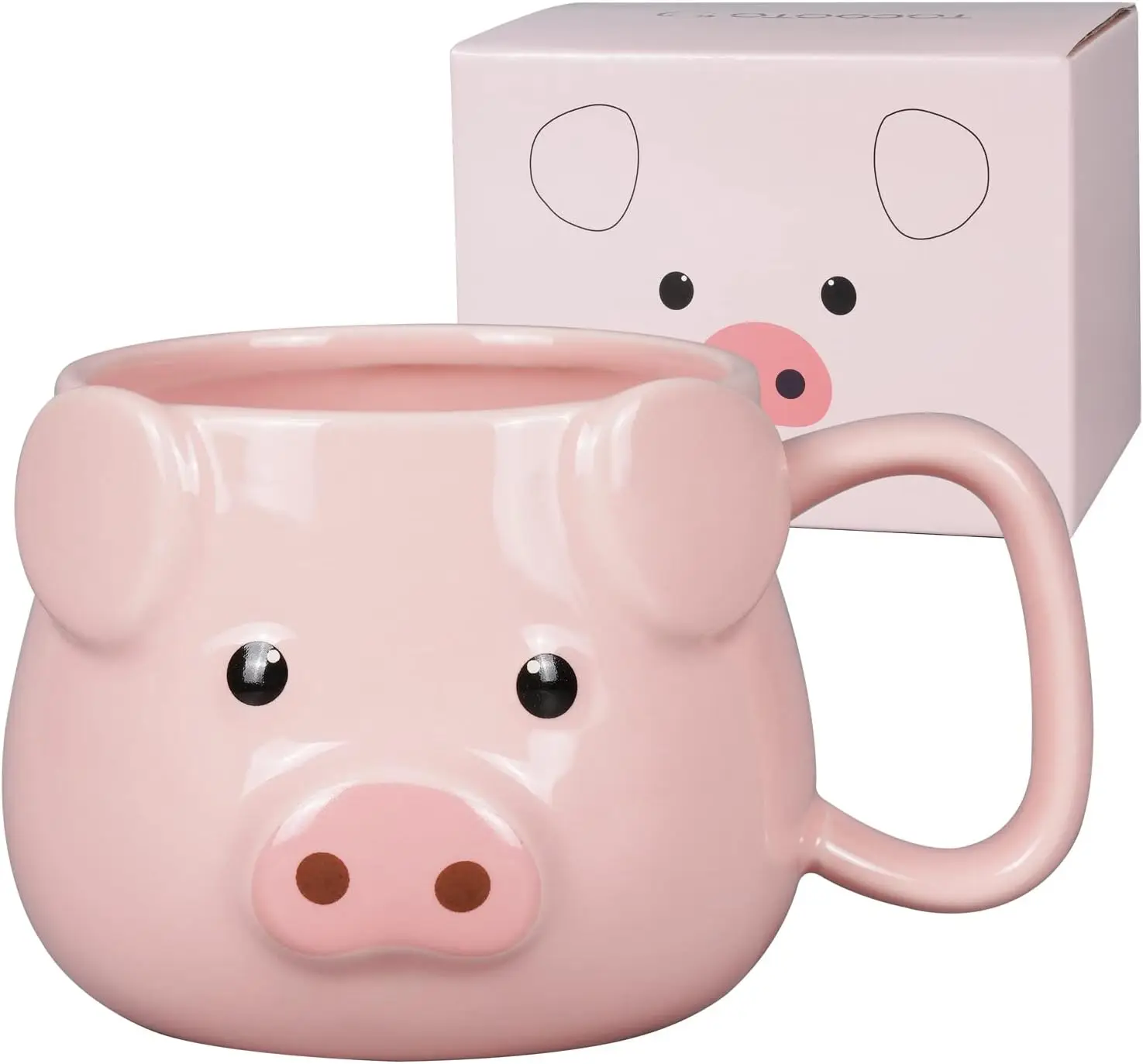 Pig and goat  Coffee  14 oz Ceramic Mug , Porcelain Tea Mug for Women gift