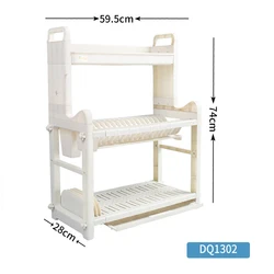 BAOYOUNI 3 Tier Spoon Kitchen Knife Holder Storage Rack Stainless Steel Plastic Organizer Stand Dish Plate Drainer Shelf Racks