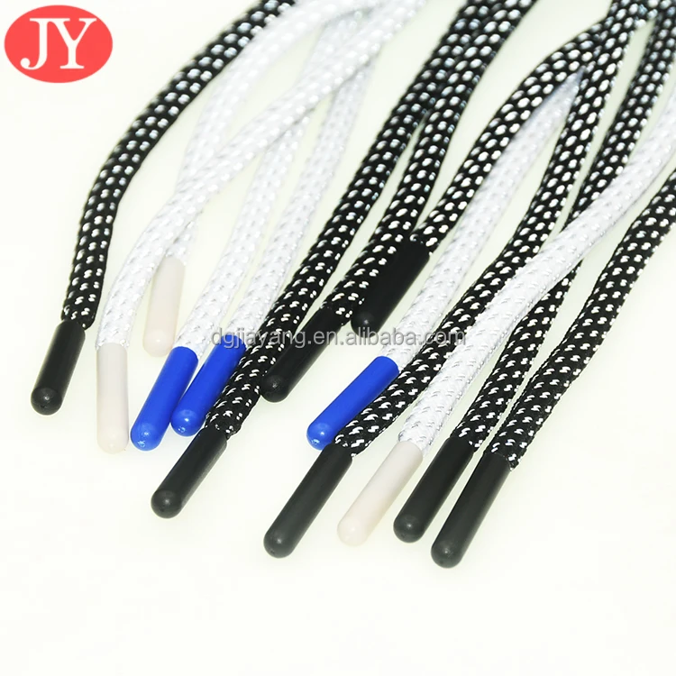 factory price 5mm polyester rope with plastic/metal aglet metal aglet crimp for hoodies bullet  aglet tipping